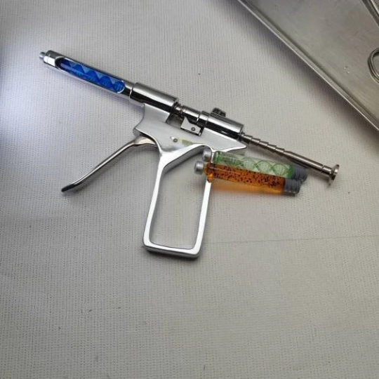 Pistola inyector con dos capsulas intercambiables